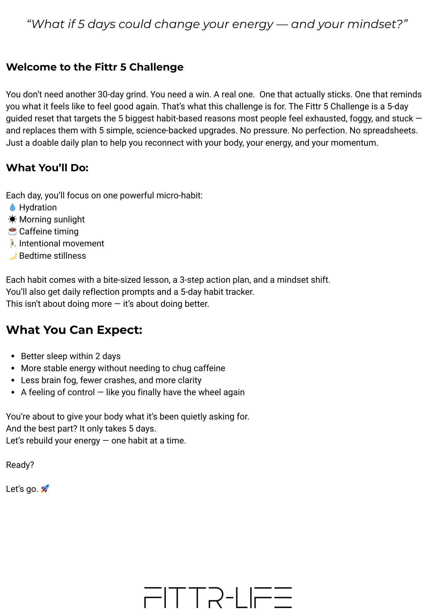 Reset Energy, Focus & Habits in 5 Days